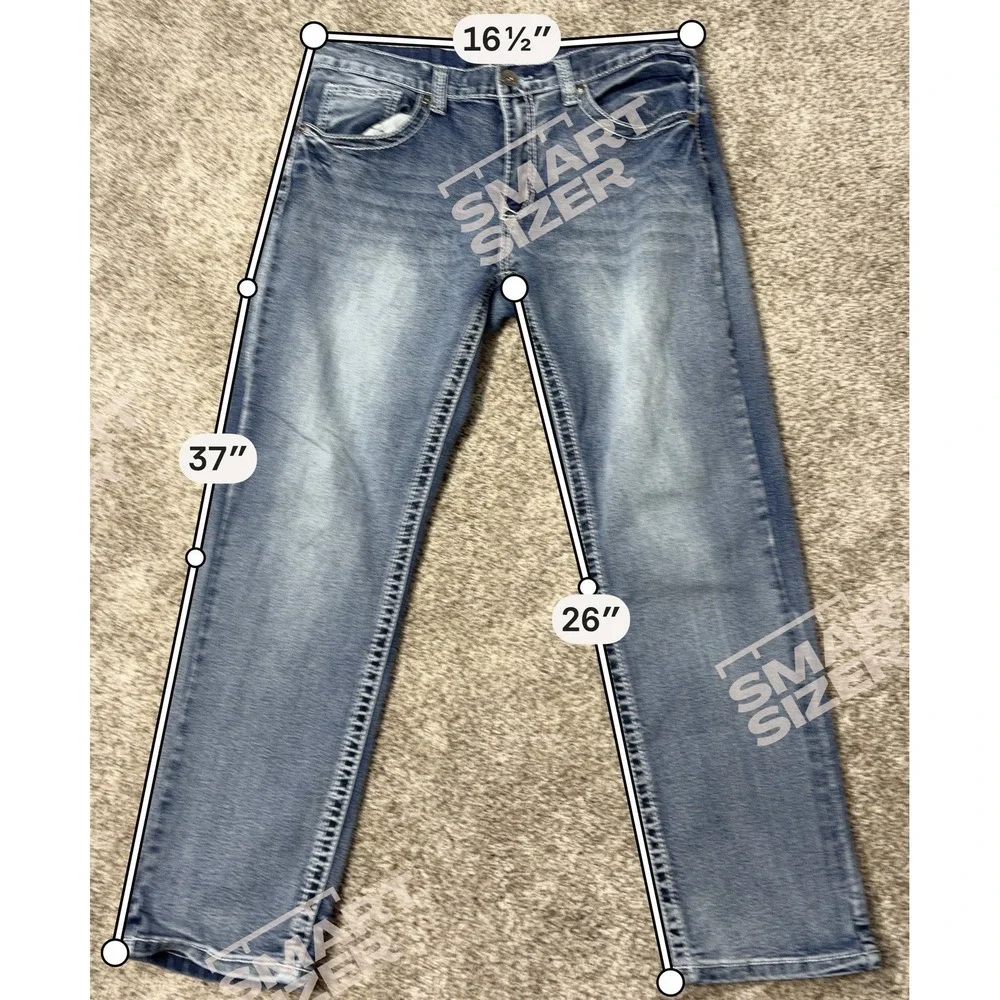 True Luck Mens Premium Denim Straight Stretch Casual Jeans Size 34x30 - Picture 3 of 8